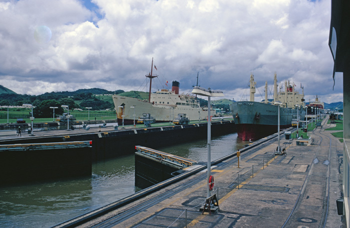 Ship waiting for the locks