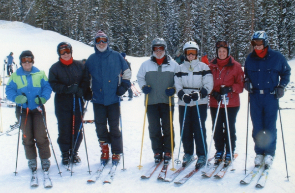 Skiers at Elk Camp base