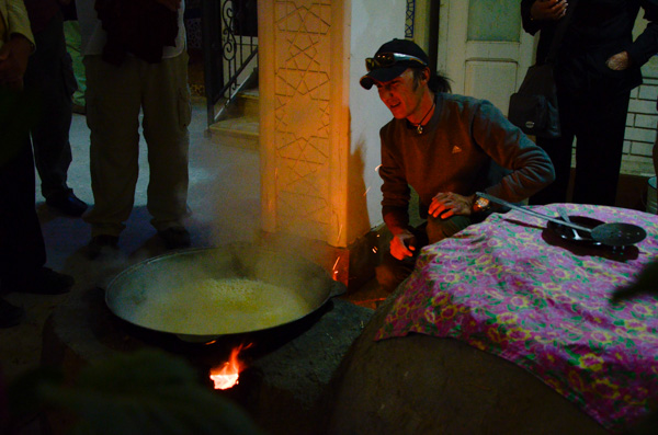 Jamshid helps with cooking