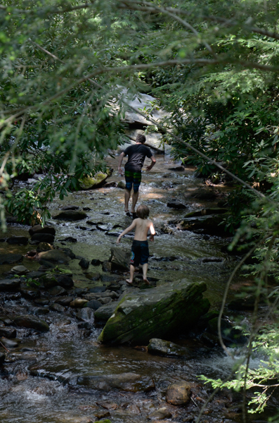 Children in the stream