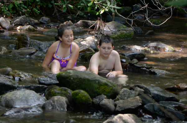 Children in the stream