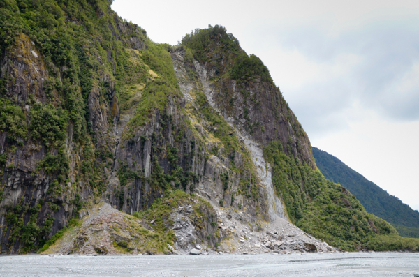 Landslides at Fox Glacier