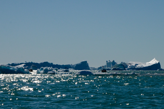 Zodiacs and icebergs