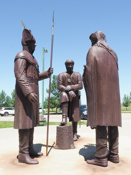 Meriwether Lewis, William Clark, and Mandan Chief Sheheke